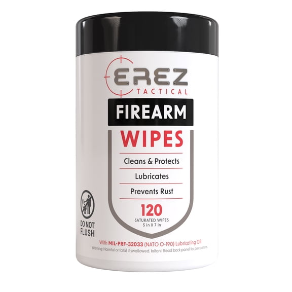 EREZ Advanced CLP Gun Cleaning Wipes, 120 Count Canister, Firearm Maintenance Wipes for Pistols, Rifles & Shotguns, Cleans Carbon, Oil & Fouling, Range & Field Cleaning