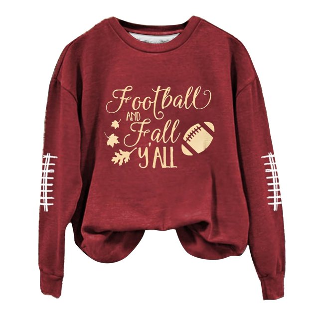 ERFCXS Women's Casual Crew Neck Sweatshirt Football Shirts for Women