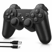 ERFKJE Wireless Controller Compatible with P3/PC,Replacement Wireless Gamepad Joystick with Double Vibration,Charging Cable,Black
