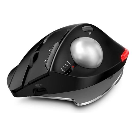 Urban Factory ERGO Mouse - Wireless - Bluetooth/Radio Frequency - 2.40 GHz - Rechargeable - USB Type C - 4800 dpi - Trackball - 8 Button(s)