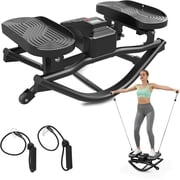 HXD-ERGO Rock Stepper with Elastic Resistance Bands, Side-to-Side Lateral Rocking Motion, Digital Display & High-Capacity Design for Home Leg GluteWorkout