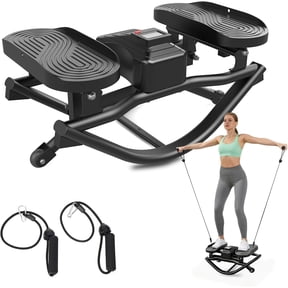 HXD-ERGO Rock Stepper with Elastic Resistance Bands, Side-to-Side Lateral Rocking Motion, Digital Display & High-Capacity Design for Home Leg GluteWorkout