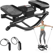 HXD-ERGO Rock Stepper with Elastic Resistance Bands, Side-to-Side Lateral Rocking Motion, Digital Display & High-Capacity Design for Home Leg GluteWorkout
