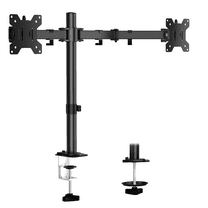 Ergomaker Dual Monitor Desk Mount for 13-27 " Screens Black Adjustable Height Monitor Arm