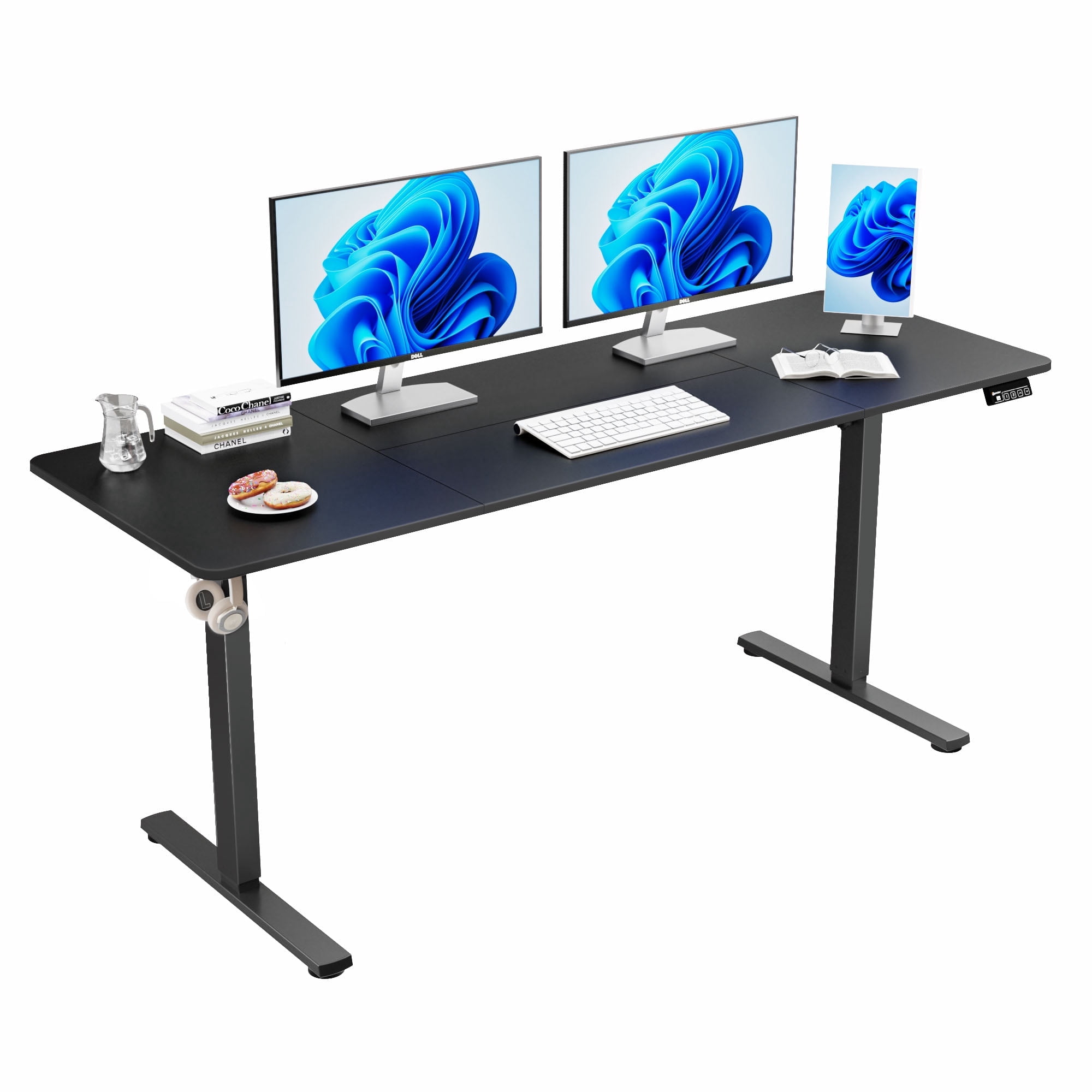Ergomaker Electric Standing Desk，Height Adjustable Desk with Splice Board，Child Lock & Memory Function，68 x 23.6 inches，Black