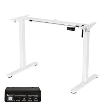 Ergomaker Electric Standing Desk Frame White Height Adjustable Standing Base Frame for 40" to 63" Desk Tops
