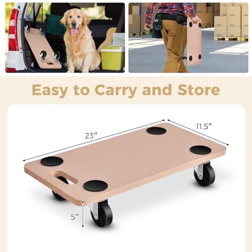 HBFBDRCT Hardwood Furniture Moving Wooden Dolly With 4 Rubber Silent Wheels,15 Inch Securely Holds 2204 Lbs Heavy Duty Rolling Mover For Piano Couch Fridge Washing Machine Big Plant, 2 Packs - View #3