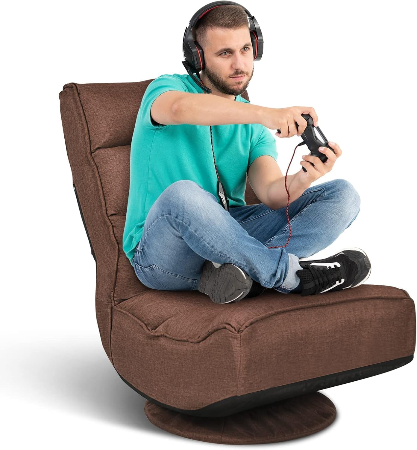 ERGOMASTER Reclining Folding Floor Gaming Chair w/ 360-Degree Swivel, 5 ...