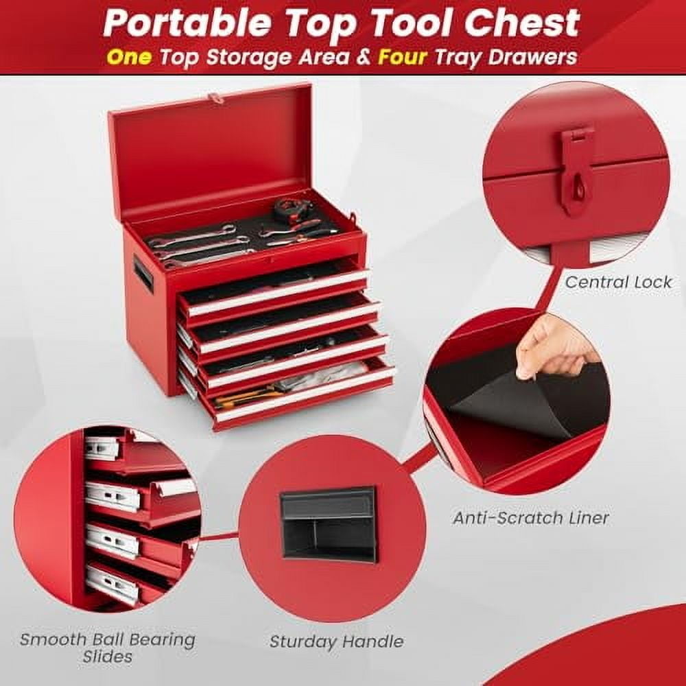 ERGOMASTER Rolling Tool Chest - Heavy Duty Material & Lockable Top-Box ...