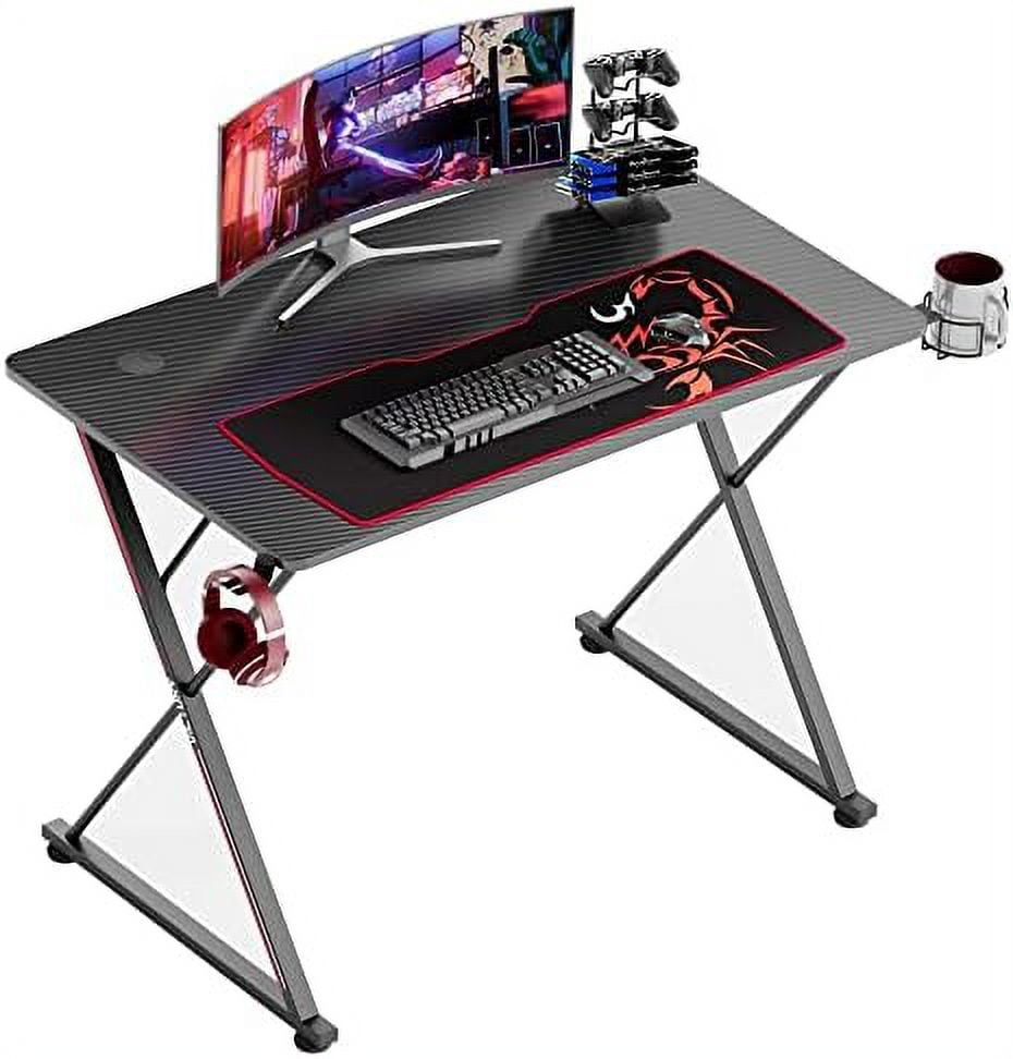 ERGONOMIC Gaming Desk 47 Inch PC Gaming Table X Shaped Gaming Computer