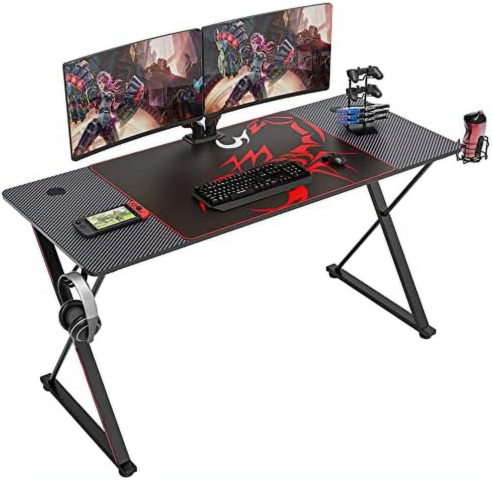 ERGONOMIC Gaming Desk 47 Inch PC Gaming Table X Shaped Gaming Computer