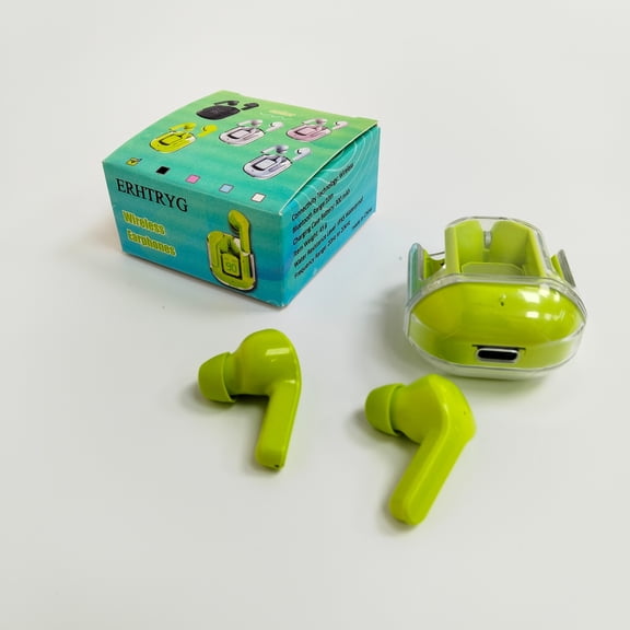ERHTRYG Earphones Lime Green Wireless In-Ear Earbuds with Charging Case
