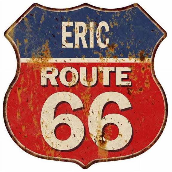 ERIC Route 66 Sign Shield Metal Gift Man Cave Red 211110005057