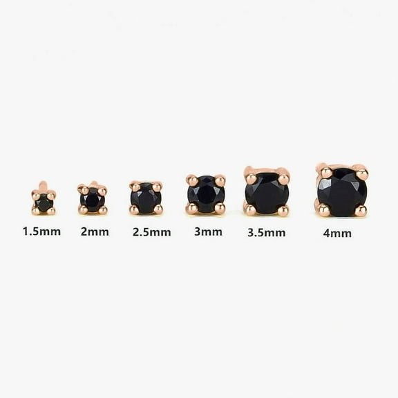 Multiple Sizes Black 3A CZ Stud Earrings