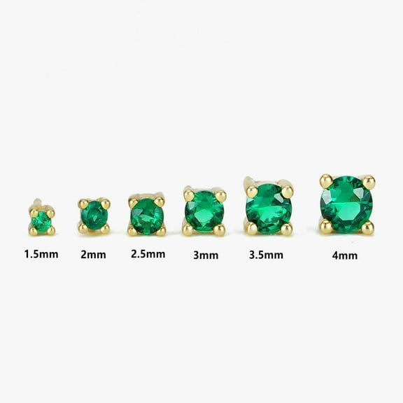 Multiple Sizes Emerald Green 3A CZ Stud Earrings