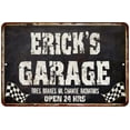 thumbnail image 1 of ERICK'S Garage Black Grunge Sign 8 x 12 Matte Finish Metal 108120005162, 1 of 1