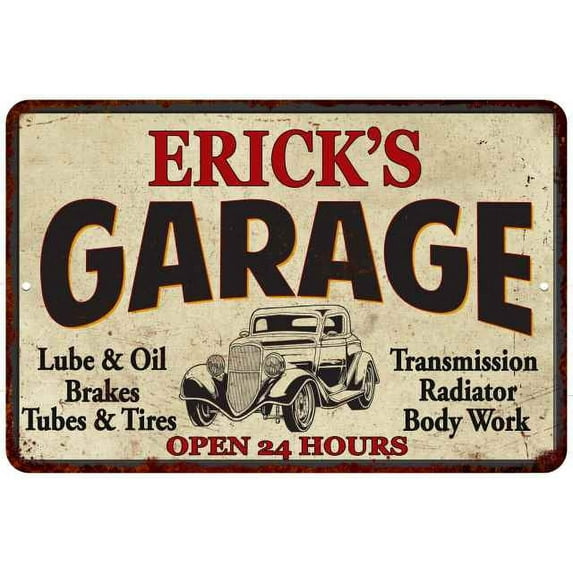 ERICK'S Garage Gift Man Cave Metal Sign Decor 12x18 112180014446
