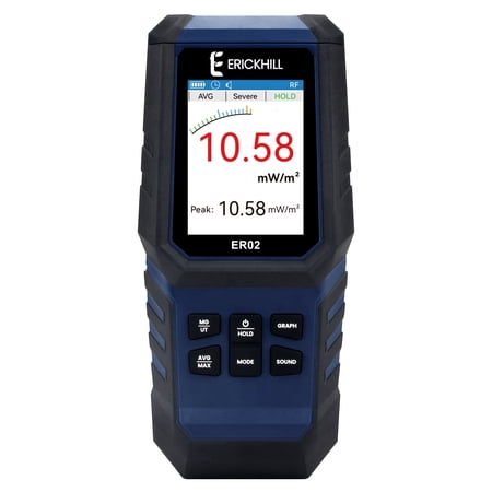 ERICKHILL EMF Meter, 3-in-1 Rechargeable Digital Electromagnetic Field Radiation Detector for EF RF MF, 5G Cell Tower, WiFi Signal Detector, for Home & Office EMF Inspections, Ghost Hunting