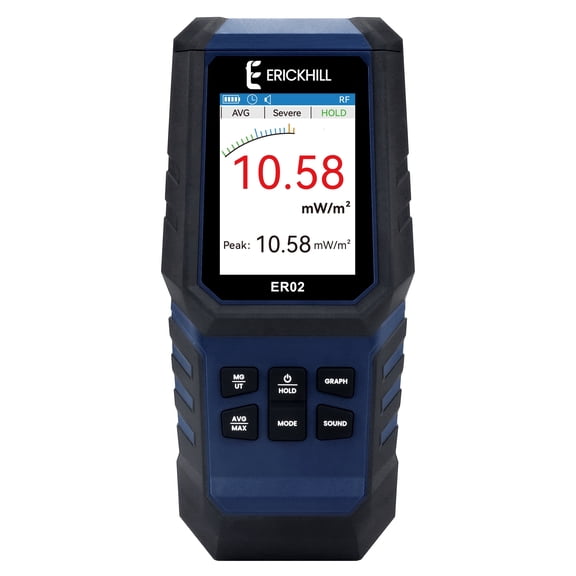 ERICKHILL EMF Meter, 3-in-1 Rechargeable Digital Electromagnetic Field Radiation Detector for EF RF MF, 5G Cell Tower, WiFi Signal Detector, for Home & Office EMF Inspections, Ghost Hunting