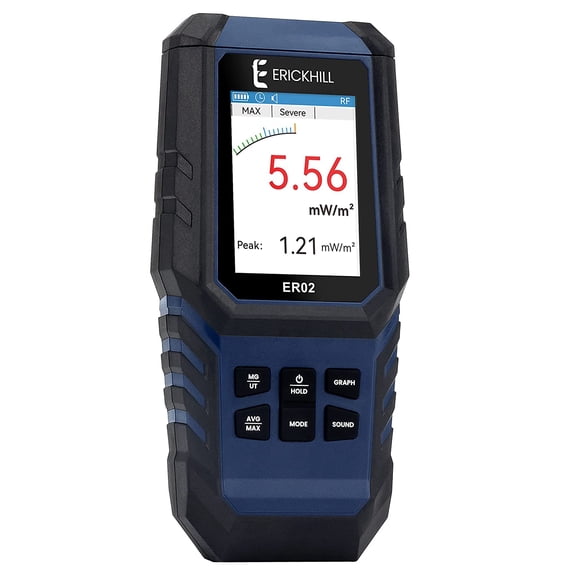 ERICKHILL EMF Meter,3-in-1Rechargeable Digital Electromagnetic Field Radiation Detector for EF RF MF,5G Cell Tower, WiFi Signal Detector, for Home&Office EMF Inspections, and Ghost Hunting