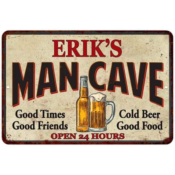 ERIK'S Man Cave Gift Metal Sign Wall Decor Gift 12x18 112180011234
