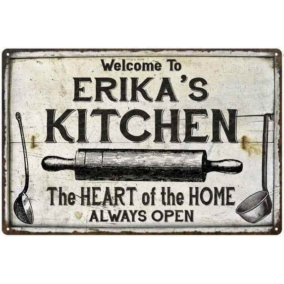 ERIKA'S Kitchen Farmhouse Sign Gift Gift 12x18 Metal 112180033301