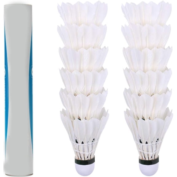 ERIKO 12-Pack Goose Feather Badminton Shuttlecocks with High Stability and Durability, High Speed Badminton Birdies