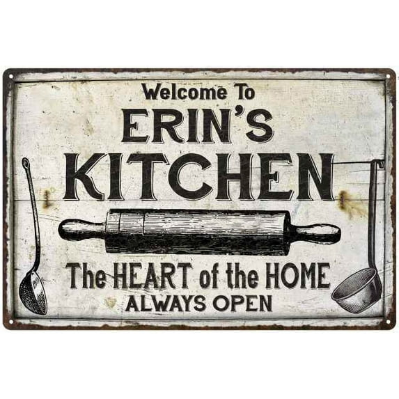 ERIN'S Kitchen Farmhouse Sign Gift Gift 12x18 Metal 112180033163
