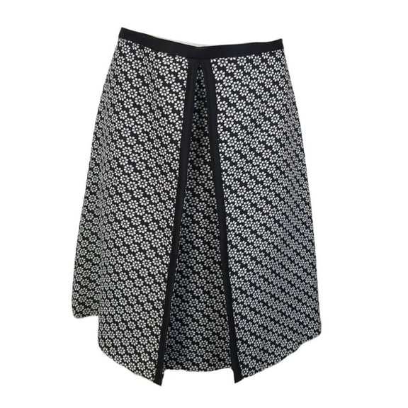 ERIN Women's Flowers Pattern A-Line Skirt, Black, 6