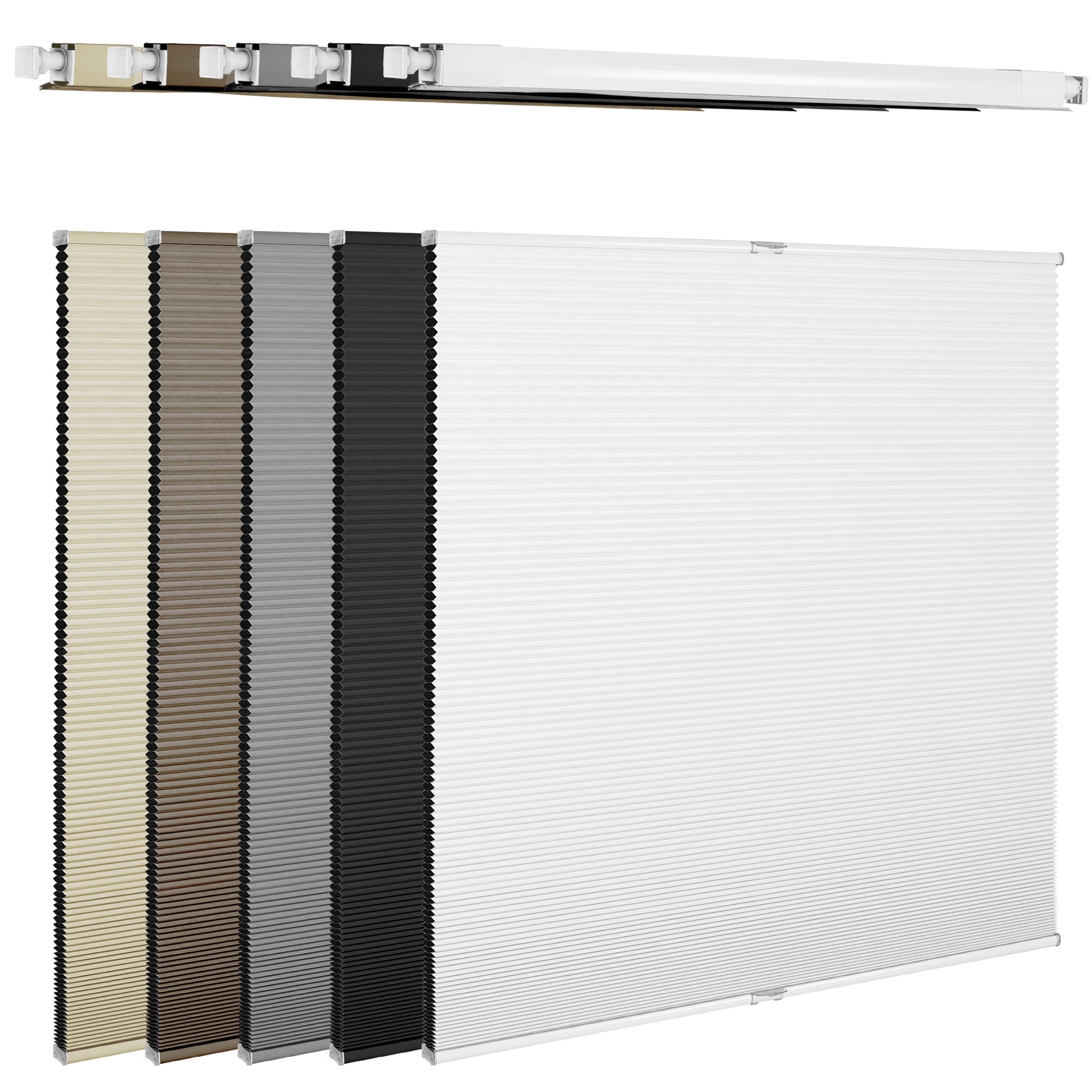 BERISSA No Drill No Tools Cellular Shades Top Down Bottom Up Honeycomb Blinds Light Filtering Cordless Window Blinds Easy to Install Cellular Shade for Windows,White,34" W x 64" H