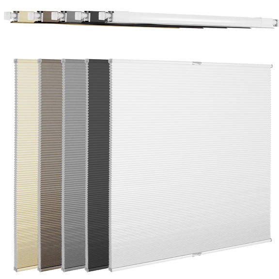BERISSA No Drill No Tools Cellular Shades Top Down Bottom Up Honeycomb Blinds Blackout Cordless Window Blinds Easy to Install Cellular Shade for Windows,White,34" W x 48" H