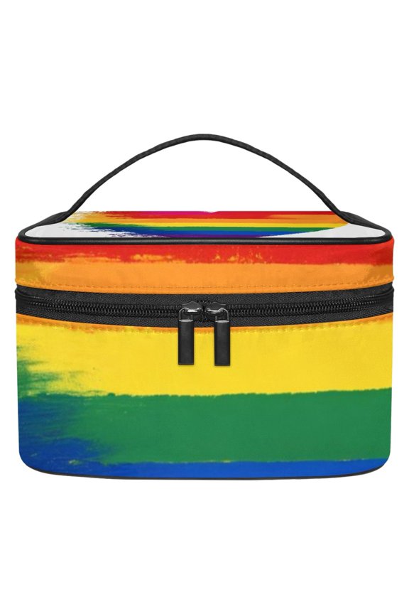 Art Rainbow Heart Makeup Bags Travel Cosmetic Bag Case, Large Capacity Organizer and Storage, Portable Pouch Toiletry bag for Women & Girls