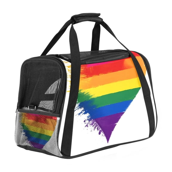 ERJLKXP Art Rainbow Heart Portable Dog Carrier Bag & Cozy Cat Carrying Case for Small Pets,Puppy Soft-Sided Pet Travel Bag