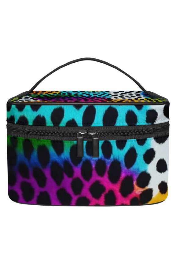 Colorful Leopard Print Makeup Bags Travel Cosmetic Bag Case, Large Capacity Organizer and Storage, Portable Pouch Toiletry bag for Women & Girls