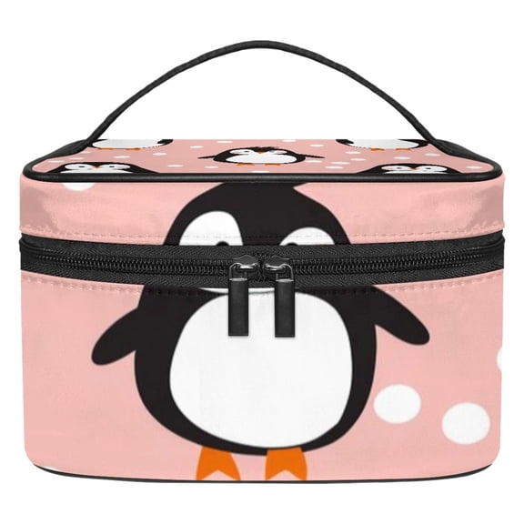 ERJLKXP Cute Animal Penguin Makeup Bags Travel Cosmetic Bag Case, Large Capacity Organizer and Storage, Portable Pouch Toiletry bag for Women & Girls