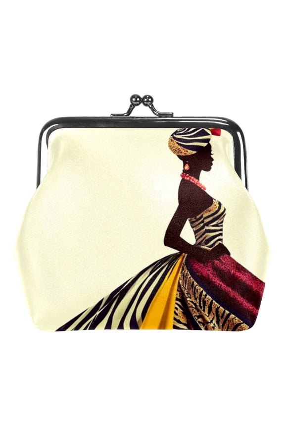 Exotic African Women Small Coin Purse & Pouchese for Women and Girls,Leather Coin Wallet Travel Essentials for Change, Keys, Lipstick
