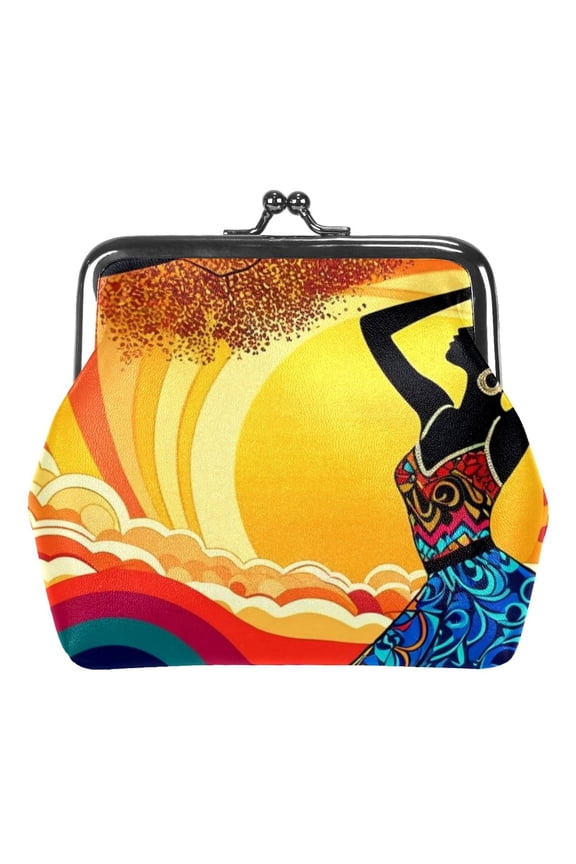 Exotic Tribes African Women Small Coin Purse & Pouchese for Women and Girls,Leather Coin Wallet Travel Essentials for Change, Keys, Lipstick