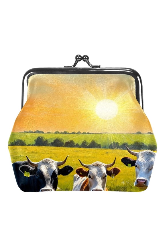 Farm Cows Small Coin Purse & Pouchese for Women and Girls,Leather Coin Wallet Travel Essentials for Change, Keys, Lipstick
