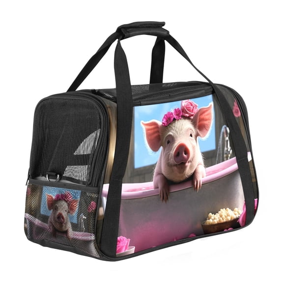ERJLKXP Funny Cute Pig Pink Portable Dog Carrier Bag & Cozy Cat Carrying Case for Small Pets,Puppy Soft-Sided Pet Travel Bag