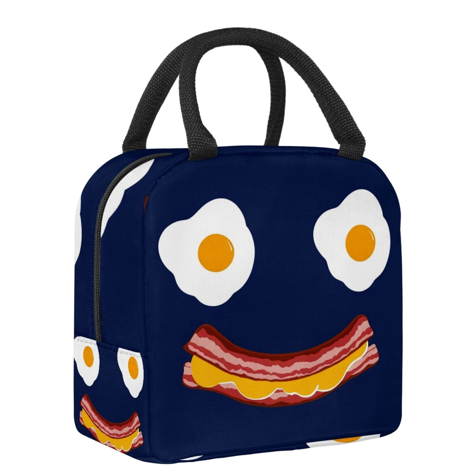 ERJLKXP Funny Fried Egg Bacon Insulated Lunch Bags for Women and Men,Adult Reusable Lunch Tote Bag for Work,cooler bag