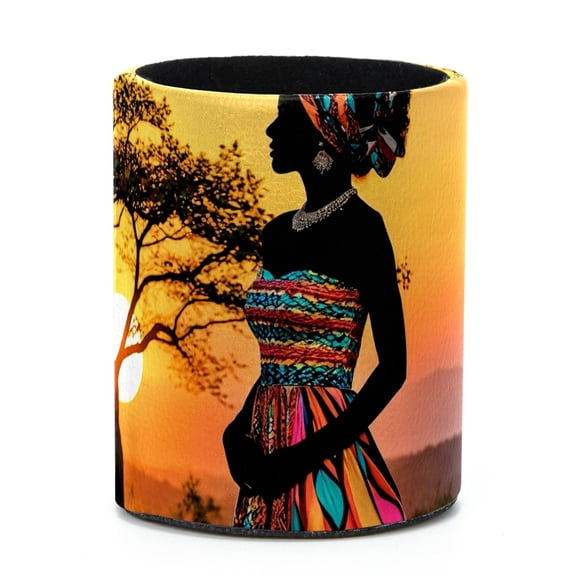 ERJLKXP Grassland Sunset African Woman Small Pen & Pencils Holder for Desk Organizer,Desktop Stationery Storage for Office Supplies, Pencils and Makeup Brush Holder