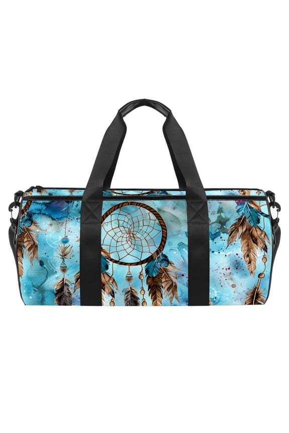 Gym Bag for Men and Women,Dream Catcher Blue Carry on Duffle Bag for Travel,Sports,athletic,Fitness and Workout