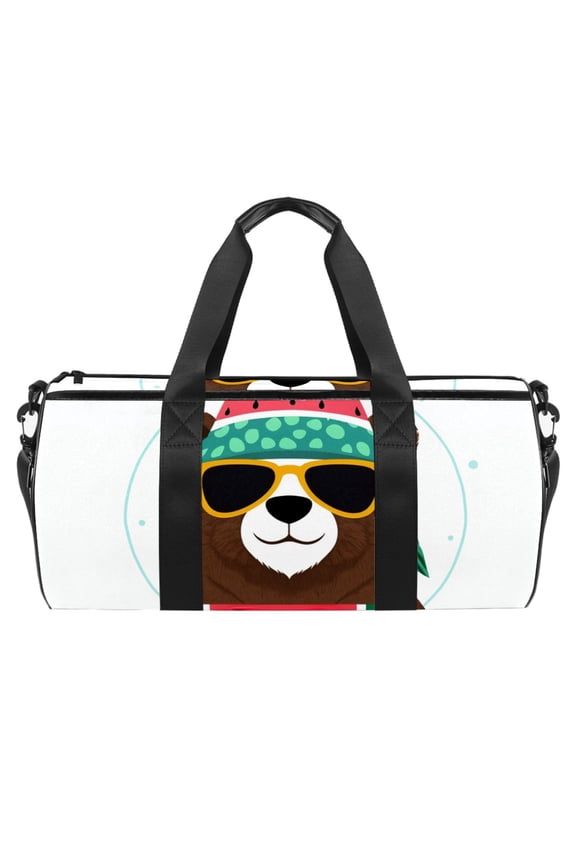 Gym Bag for Men and Women,Funny Bear Watermelon Carry on Duffle Bag for Travel,Sports,athletic,Fitness and Workout