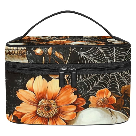 ERJLKXP Halloween Sugar Skull Makeup Bags Travel Cosmetic Bag Case, Large Capacity Organizer and Storage, Portable Pouch Toiletry bag for Women & Girls