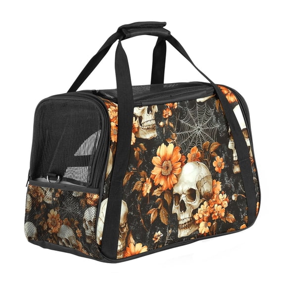ERJLKXP Halloween Sugar Skull Portable Dog Carrier Bag & Cozy Cat Carrying Case for Small Pets,Puppy Soft-Sided Pet Travel Bag