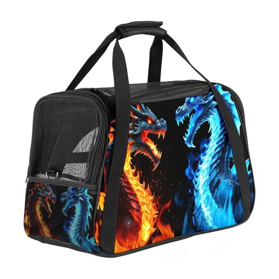 ERJLKXP Ice Fire Dragon Portable Dog Carrier Bag & Cozy Cat Carrying Case for Small Pets,Puppy Soft-Sided Pet Travel Bag
