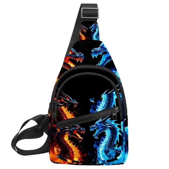 ERJLKXP Ice Fire Dragon Small Mens Women Crossbody Chest Bag, Travel Over Shoulder Sling Bag Backpack Men Side Bag,Daypack