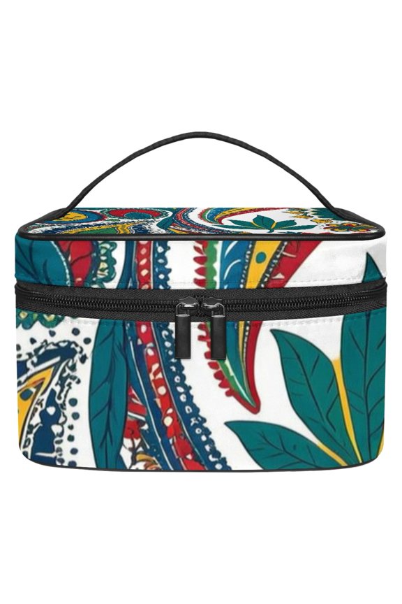 Paisley Colorful Flowers Makeup Bags Travel Cosmetic Bag Case, Large Capacity Organizer and Storage, Portable Pouch Toiletry bag for Women & Girls