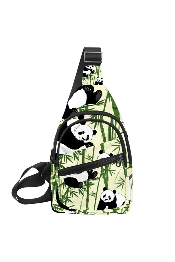 Panda Bamboo Small Mens Women Crossbody Chest Bag, Travel Over Shoulder Sling Bag Backpack Men Side Bag,Daypack