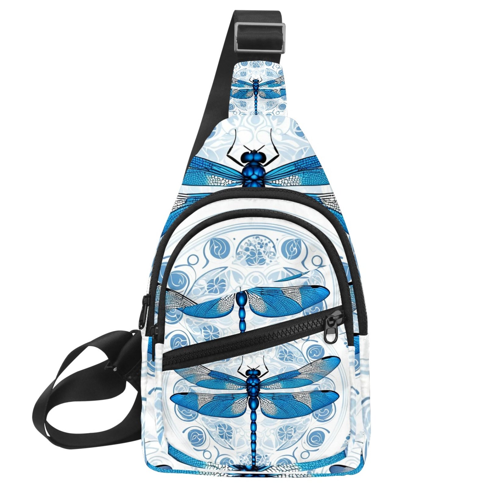 ERJLKXP Retro Blue Dragonfly Small Mens Women Crossbody Chest Bag, Travel Over Shoulder Sling Bag Backpack Men Side Bag,Daypack